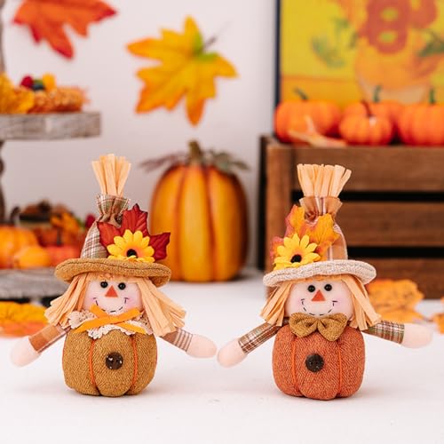 2 Stück Wichtel Figuren Herbst, Kürbis Dekoration Herbst Kürbis Zwerg, Sonnenblume Elf Statue Thanksgiving Plüsch Elfe Puppe, Gesichtslose Puppe Für Home Wohnzimmer Schaufenster Geburtstag (09) von XNSHUN