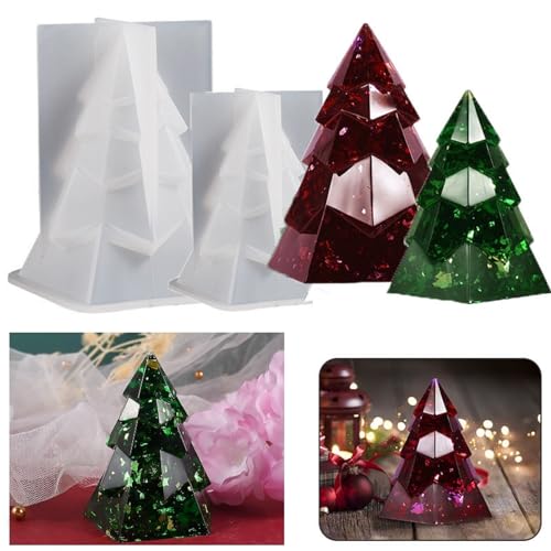 3D Weihnachtsbaum Kerzengießform, 2 Stück Weihnacht DIY Silikonform Gießformen, Silikonform Kerzenform Für Die Herstellung Von Kerzen Weihnachten Party Dekoration von XNSHUN