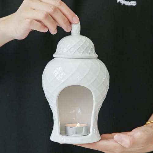 XNSHUN Keramik Duftlampe Keramik Ölbrenner, Aromalampe Teelichthalter Aromadiffuser Stövchen Für ätherische Öle, Duftöl Und Duftwachs, Kerzenbrenner Für Büro, Schlafzimmer, Yoga (H) von XNSHUN