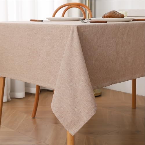 Tischdecke Abwaschbar Tischwäsche, Wasserabweisend Tischtuch Aus Polyester Mit Lotuseffekt Für Esszimmer, Garten, Party, Hochzeiten Oder Haushalt (130 x 180 cm,Curry) von XNSHUN