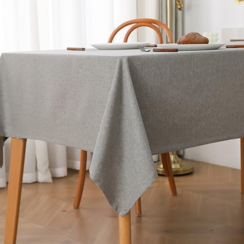 Tischdecke Abwaschbar Tischwäsche, Wasserabweisend Tischtuch Aus Polyester Mit Lotuseffekt Für Esszimmer, Garten, Party, Hochzeiten Oder Haushalt (130 x 180 cm,Grau) von XNSHUN