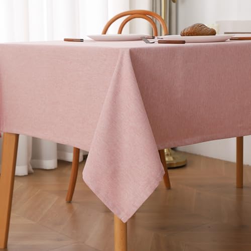 XNSHUN Tischdecke Abwaschbar Tischwäsche, Wasserabweisend Tischtuch Aus Polyester Mit Lotuseffekt Für Esszimmer, Garten, Party, Hochzeiten Oder Haushalt (130 x 200 cm,Rosa) von XNSHUN