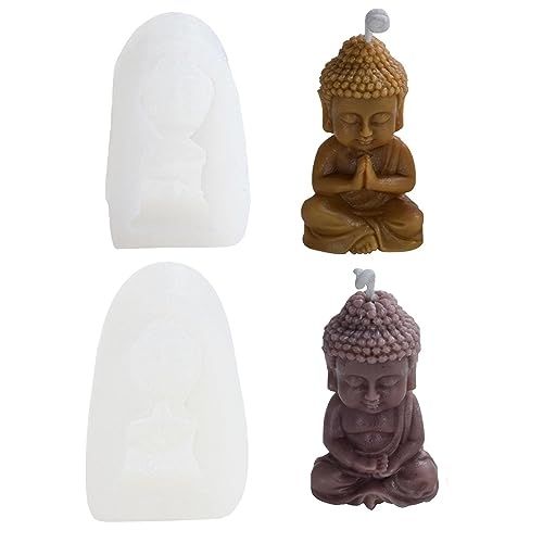 XNSHUN 2 Stück Kerzengießform Buddha, Silikonform Buddhismus, Fondant Silikonform Seife Herstellung Formen, DIY Buddha Silikon Kerzenform Für Handwerk Ornamente, Herstellung Kerzen, Aromasteinen von XNSHUN