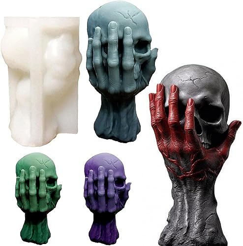 XNSHUN 3D Silikon Totenkopf Kerze Schimmel, Halloween Schädel Silikon Fondant Form Kerzenformen, Halloween Silikonform Set Für Herstellung Von DIY Kerzen, Handgemachter Seife, Basteln von XNSHUN