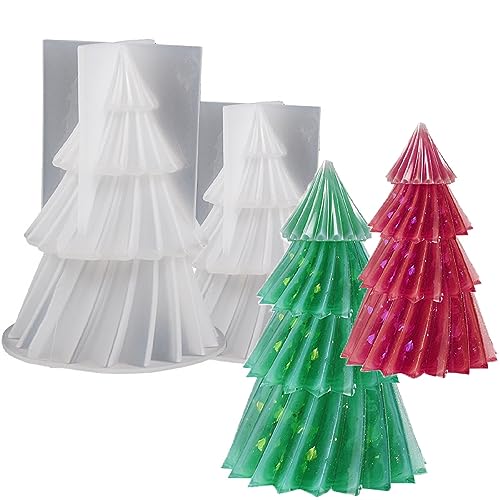 XNSHUN 3D Weihnachtsbaum Kerzengießform, 2 Stück Weihnacht DIY Silikonform Gießformen, Silikonform Kerzenform Für Die Herstellung Von Kerzen Weihnachten Party Dekoration von XNSHUN