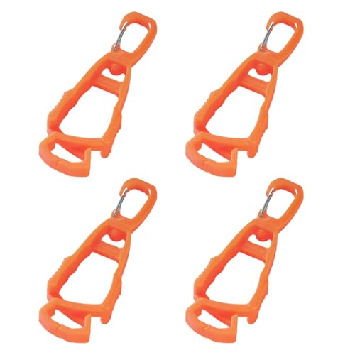 XNSHUN 4Pcs Handschuhhalter, Handschuh Halterung Mit Karabinerhaken, Arbeitshandschuh Grabber Clip, Multifunktionaler Anti-Verlust-Handschuhclip, Praktischer Handschuh Klemme (Orange) von XNSHUN