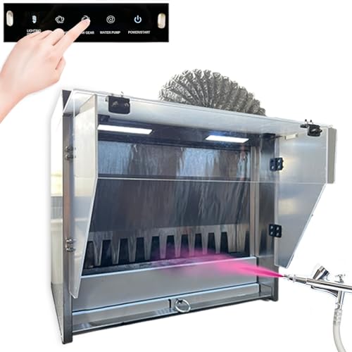 XNZJHPP Farbspritzkabine – Wasservorhang + Ventilator, Hobby-Airbrush-Spritzkabine – Doppelfiltration, mit Gesten-/Touch-Steuerung und mit automatisch anhebender Wasserpumpe und Werkbank von XNZJHPP