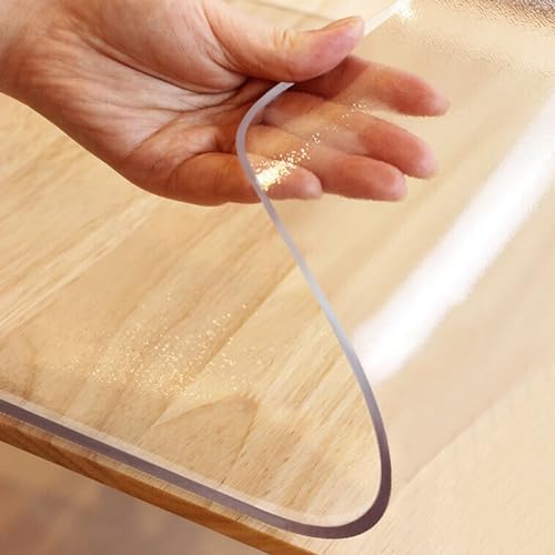 1.5mm transparenter Tischschutz,wasserdichte Esstischdecken,Kunststoffabdeckung für Tisch,transparente Tischdecke,durchsichtige Schreibtischschutzmatte für Küchentische (50 x 120cm,mattiert,1.5mm) von XONJEMU