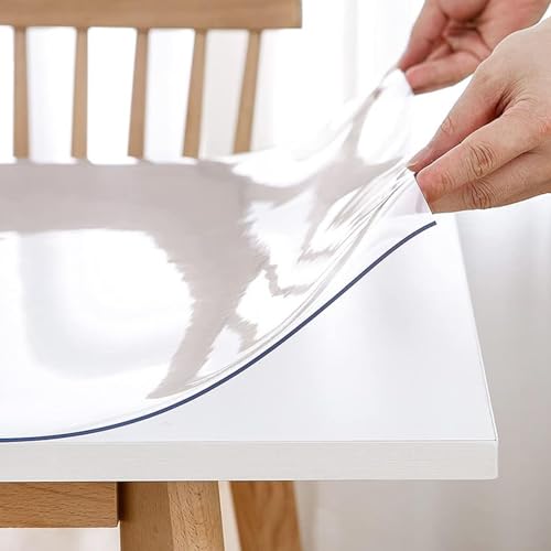 Tischschutzpolster für Esstische,durchsichtiger Tischschutz aus Kunststoff,transparente Tischdecke aus PVC,Tischschutz,2mm dick,Tischdecke für Zuhause und Küche (transparent,90 x 640cm) von XONJEMU