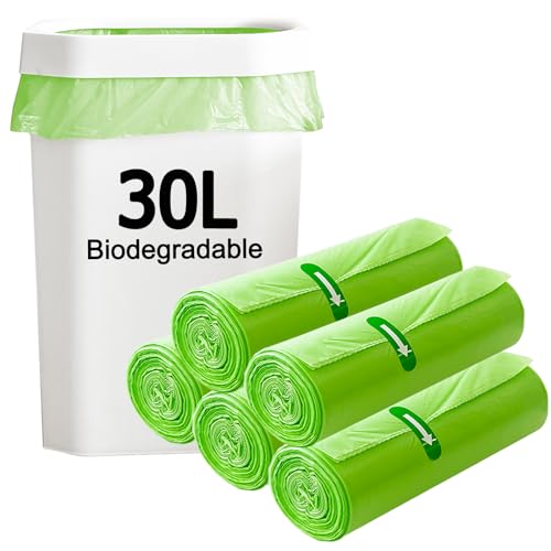 100 Biomüllbeutel 30L, Bio müllbeutel Kompostierbare Müllsäcke, XOTOZO reißfeste Biologisch Abbaubarer Biobeutel Küchen Lebensmittel Abfallbeutel Mülltüten für Küche, Büro, Wohnzimmer (60x65cm, Grün) von XOTOZO