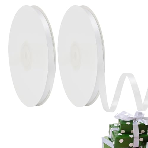 XOUDKE 44m x 1cm Satinband Weiss, Doppelseitig Schleifenband Dekoration Geschenkband Weiß Geschenkband Weiss für Hochzeit Party von XOUDKE