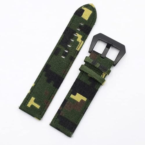 XOUVY Uhrenarmbänder Canvas + Lederband 20 mm 22 mm Camo Strap Strap Military Watch Armband Herrenuhr Zubehör von XOUVY