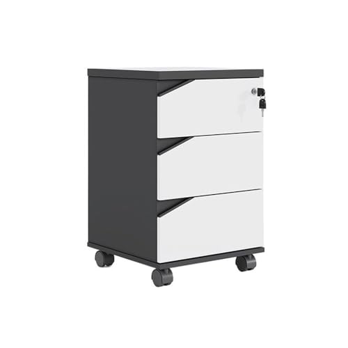 Aktenschrank Aktenschrank aus Holz unter dem Schreibtisch, Büroschrank, Aufbewahrungsschrank, Datenschrank, Büro-Sideboard mit abschließbarer Schublade, kurzer Schrank Mobile Dokumentenschrank(Weiß) von XOVP-023