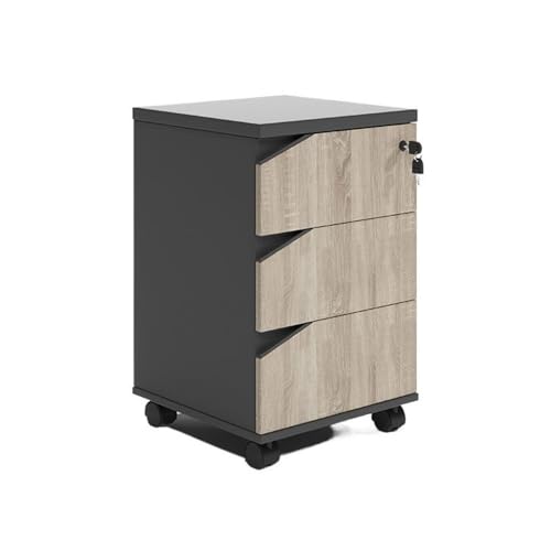 Aktenschrank Aktenschrank aus Holz unter dem Schreibtisch, Büroschrank, Aufbewahrungsschrank, Datenschrank, Büro-Sideboard mit abschließbarer Schublade, kurzer Schrank Mobile Dokumentenschrank(Natural von XOVP-023