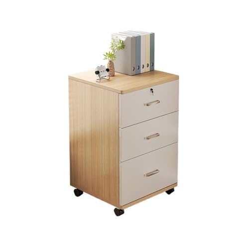 Aktenschrank Hölzerner, verdickter Aktenschrank unter dem Schreibtisch, bewegliches Büro, einfacher abschließbarer Aufbewahrungsschrank, Schlafzimmer-Nachttisch Mobile Dokumentenschrank(Multi-colored) von XOVP-023