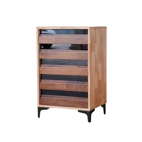 Aktenschrank Multi-Aufbewahrungsschrank, Büro-Aktenschrank, Vintage-Holzschrank mit fünf Schubladen, Einsteck- und Zapfenschrank, Seitenschrank im Industriestil Mobile Dokumentenschrank(Bruin) von XOVP-023