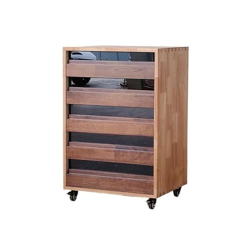 Aktenschrank Vintage-Holzschrank mit fünf Schubladen, Einsteck- und Zapfenschrank, mehrstöckiger Aufbewahrungsschrank, Büro-Aktenschrank, Seitenschrank im Industriestil Mobile Dokumentenschrank(Bruin) von XOVP-023