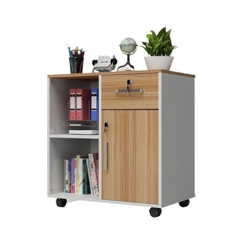 XOVP-023 Aktenschrank Mobiler abschließbarer Aktenschrank, Büroschrank, Datenschrank, Druckerschrank, Büro-Niedrigschrank, Lagerschrank Mobile Dokumentenschrank(Natural) von XOVP-023