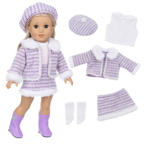 XPEX 5-teiliges Set Baby Kleidung 43 cm Puppenkleidung 35-43 cm für New Born Baby Puppen, süßes Kleid kompatibel mit Baby Annabell mit Nenuco und Mehr (Lila) von XPEX