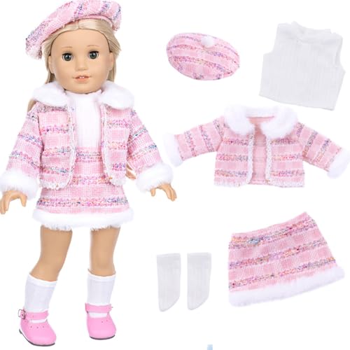 XPEX 5-teiliges Set Baby Kleidung 43 cm Puppenkleidung 35-43 cm für New Born Baby Puppen, süßes Kleid kompatibel mit Baby Annabell mit Nenuco und Mehr (Rosa) von XPEX