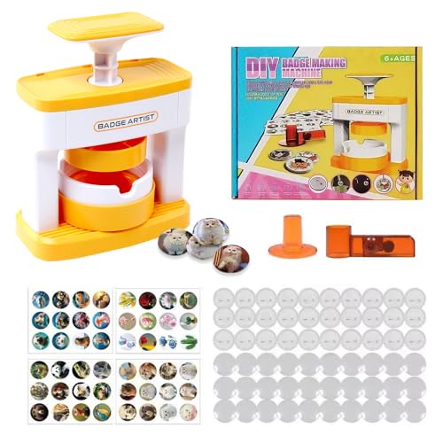 XPJBKC Button Maker, 55mm (2.16Zoll) Buttonmaschine, Pin Maker Machine, Push-Pull DIY Pinmaker mit 48 Knöpfen/Bild & Kreisschneider, Kinder DIY Geschenke Pin Maker von XPJBKC