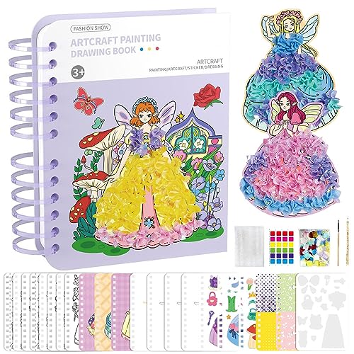 XPJBKC Handmalerei für Kinder, 4 in 1 Poke Art Diy Toys, DIY Prinzessin Dress Up Sticker Buch, Handgemachte Diy Poke Fun Kinder Malerei, Handgemachte Fun Malerei, für ab Jahre 3+ von XPJBKC