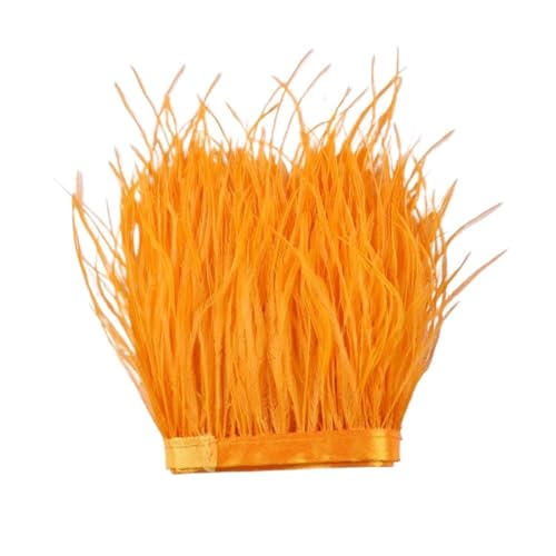 Federbesatz 1 m, 6–22 cm, Straußenfedern, Besatz for Hochzeitskleid, Kleidung, Accessoires, Party-Dekoration, Pflaumenfransen(Orange,6-8 CM) von XPJYUA