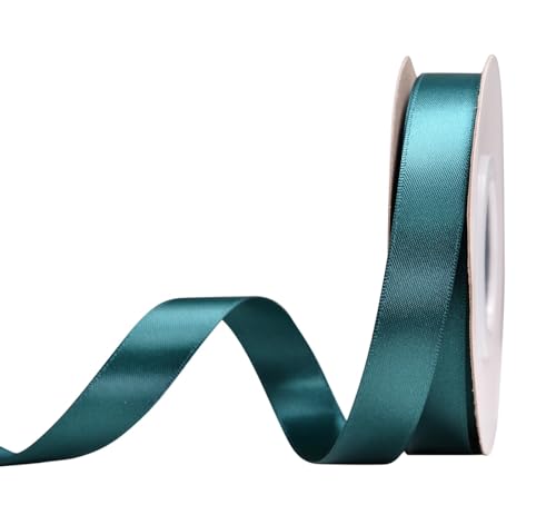 Geschenkband 25 Yards/Rolle Doppelseitiges Satinband Einfarbige Bänder for handgefertigte Bastelgeschenke Hochzeitsdekoration(Teal,13mm) von XPJYUA