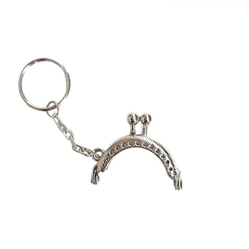 Metall Taschenrahmen 2 Stück 4/5 cm Münzgeldbörse Metallrahmen Tasche Wechselgeldbörse Rahmen mit Schlüsselanhänger Bogenrahmen Kuss Verschluss Schloss DIY Basteln Geldbörse Zubehör(4cm-silver) von XPJYUA