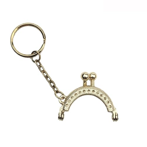 Metall Taschenrahmen 2 Stück 4/5 cm Münzgeldbörse Metallrahmen Tasche Wechselgeldbörse Rahmen mit Schlüsselanhänger Bogenrahmen Kuss Verschluss Schloss DIY Basteln Geldbörse Zubehör(4cm-pale gold) von XPJYUA