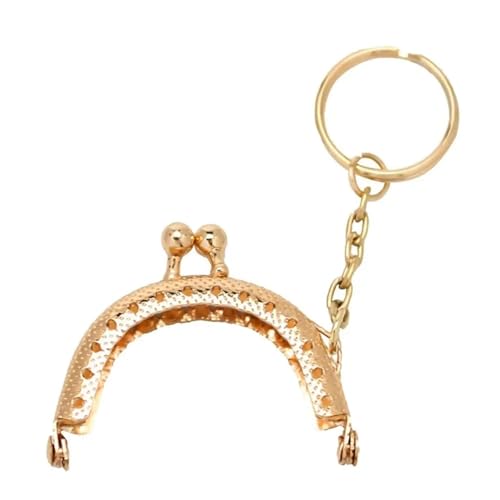 Metall Taschenrahmen 2 Stück 4/5 cm Münzgeldbörse Metallrahmen Tasche Wechselgeldbörse Rahmen mit Schlüsselanhänger Bogenrahmen Kuss Verschluss Schloss DIY Basteln Geldbörse Zubehör(5cm-rose gold) von XPJYUA