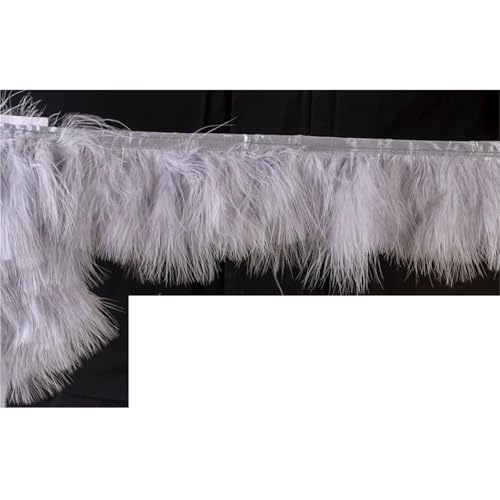 XPJYUA Federbesatz 1 Meter Flauschige Federn, Fransenband, 10–15 cm, Feder auf Band, Fransen, Nähen, Party, Kleidung, Kleid, Dekoration(Gray) von XPJYUA