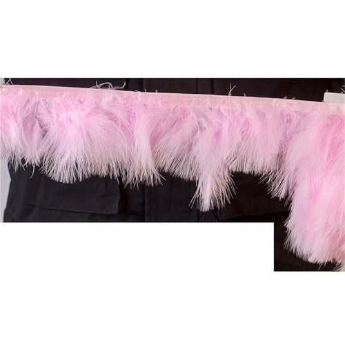 XPJYUA Federbesatz 1 Meter Flauschige Federn, Fransenband, 10–15 cm, Feder auf Band, Fransen, Nähen, Party, Kleidung, Kleid, Dekoration(Light Pink) von XPJYUA