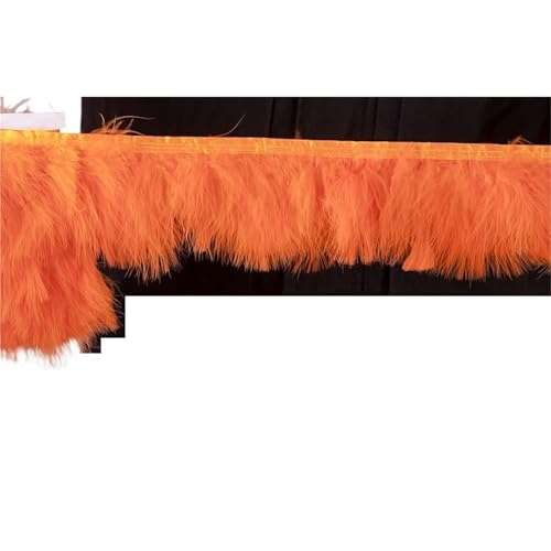 XPJYUA Federbesatz 1 Meter Flauschige Federn, Fransenband, 10–15 cm, Feder auf Band, Fransen, Nähen, Party, Kleidung, Kleid, Dekoration(Orange) von XPJYUA