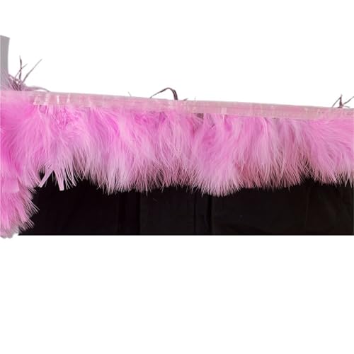 XPJYUA Federbesatz 1 Meter Flauschige Federn, Fransenband, 10–15 cm, Feder auf Band, Fransen, Nähen, Party, Kleidung, Kleid, Dekoration(Pink) von XPJYUA