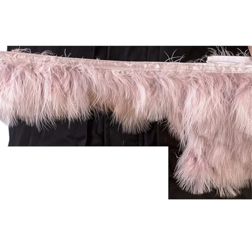 XPJYUA Federbesatz 1 Meter Flauschige Federn, Fransenband, 10–15 cm, Feder auf Band, Fransen, Nähen, Party, Kleidung, Kleid, Dekoration(Pink1) von XPJYUA