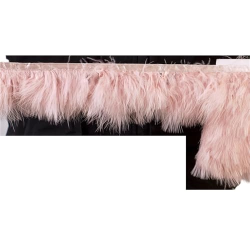 XPJYUA Federbesatz 1 Meter Flauschige Federn, Fransenband, 10–15 cm, Feder auf Band, Fransen, Nähen, Party, Kleidung, Kleid, Dekoration(Pink2) von XPJYUA