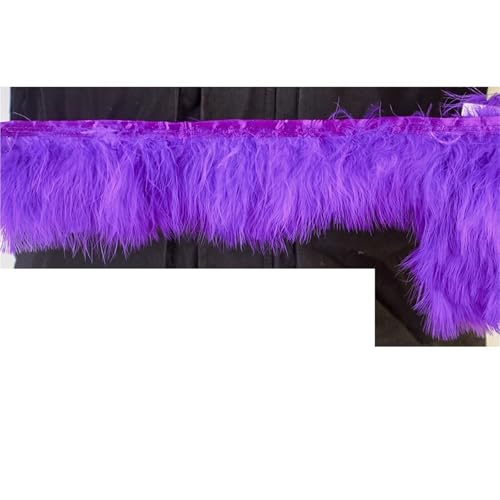 XPJYUA Federbesatz 1 Meter Flauschige Federn, Fransenband, 10–15 cm, Feder auf Band, Fransen, Nähen, Party, Kleidung, Kleid, Dekoration(Purple) von XPJYUA