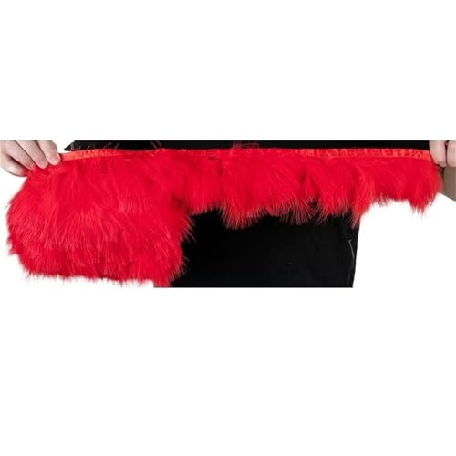 XPJYUA Federbesatz 1 Meter Flauschige Federn, Fransenband, 10–15 cm, Feder auf Band, Fransen, Nähen, Party, Kleidung, Kleid, Dekoration(Red) von XPJYUA