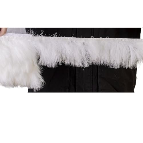 XPJYUA Federbesatz 1 Meter Flauschige Federn, Fransenband, 10–15 cm, Feder auf Band, Fransen, Nähen, Party, Kleidung, Kleid, Dekoration(White) von XPJYUA