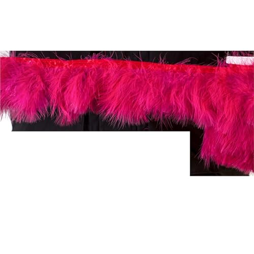 XPJYUA Federbesatz 1 Meter Flauschige Federn, Fransenband, 10–15 cm, Feder auf Band, Fransen, Nähen, Party, Kleidung, Kleid, Dekoration(Wine red) von XPJYUA