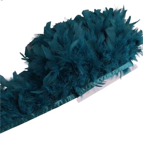 XPJYUA Federbesatz 10-15 cm Federn Trim DIY Hochzeit Türkei Feder Band Handwerk Nähen Kleidung Party Plume Handgemachte Wohnkultur(Blue6,10 Meters) von XPJYUA