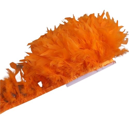 XPJYUA Federbesatz 10-15 cm Federn Trim DIY Hochzeit Türkei Feder Band Handwerk Nähen Kleidung Party Plume Handgemachte Wohnkultur(Orange,10 Meters) von XPJYUA