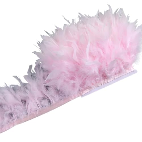 XPJYUA Federbesatz 10-15 cm Federn Trim DIY Hochzeit Türkei Feder Band Handwerk Nähen Kleidung Party Plume Handgemachte Wohnkultur(Pink2,10 Meters) von XPJYUA