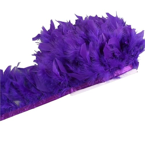 XPJYUA Federbesatz 10-15 cm Federn Trim DIY Hochzeit Türkei Feder Band Handwerk Nähen Kleidung Party Plume Handgemachte Wohnkultur(Purple,10 Meters) von XPJYUA