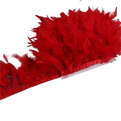 XPJYUA Federbesatz 10-15 cm Federn Trim DIY Hochzeit Türkei Feder Band Handwerk Nähen Kleidung Party Plume Handgemachte Wohnkultur(Red,10 Meters) von XPJYUA