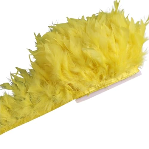 XPJYUA Federbesatz 10-15 cm Federn Trim DIY Hochzeit Türkei Feder Band Handwerk Nähen Kleidung Party Plume Handgemachte Wohnkultur(Yellow,10 Meters) von XPJYUA