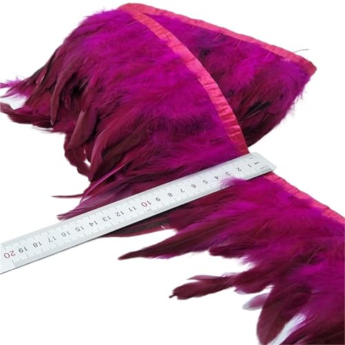 XPJYUA Federbesatz 5/10 Meter 13-18CM Huhn Hahn Schwanz Federn Trims Streifen for Hochzeit Party Kleidung Hahn Feder Trim(Pink,10 Yards) von XPJYUA