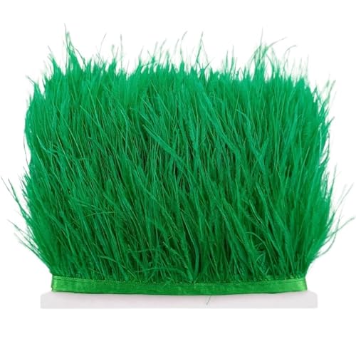 XPJYUA Federbesatz 8–10 cm Straußenfederbesatz for Handarbeiten und Kunsthandwerk, Federrockdekoration, Federn, Bandfransen(Grass Green,10Meters) von XPJYUA