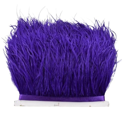 XPJYUA Federbesatz 8–10 cm Straußenfederbesatz for Handarbeiten und Kunsthandwerk, Federrockdekoration, Federn, Bandfransen(Purple,10Meters) von XPJYUA